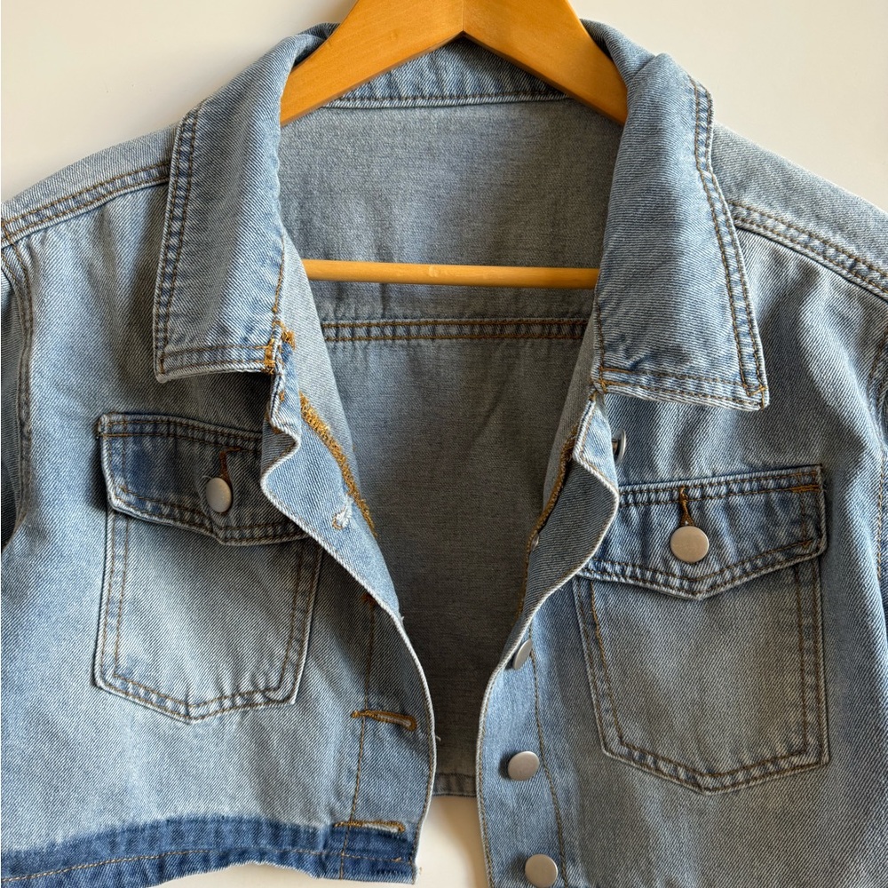 Cropped Jean jacket short sleeve - Picture 6 of 13